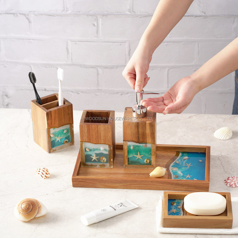 Woodsun Manufacturer Wooden Bathroom Products Bathroom Parts Accessories Set