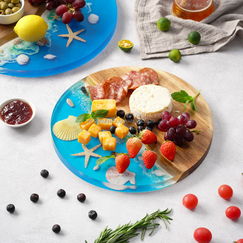 WOODSUN New Ocean Resin Series Wooden Custom Cutting Board Kitchen