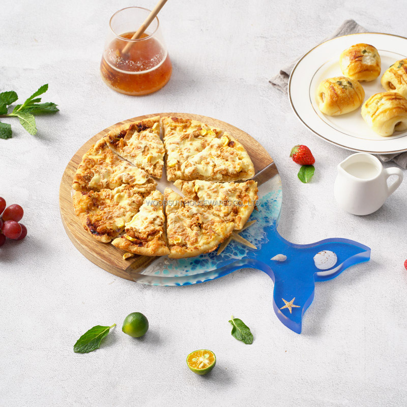 WOODSUN New Ocean Series Fish Shaped Cutting Board Acacia Wood Pizza Serving Board