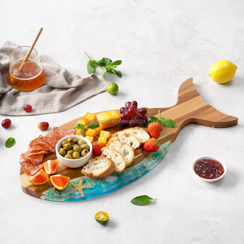 WOODSUN New Ocean Resin Series Whale Shaped Mini Small Cutting Boards