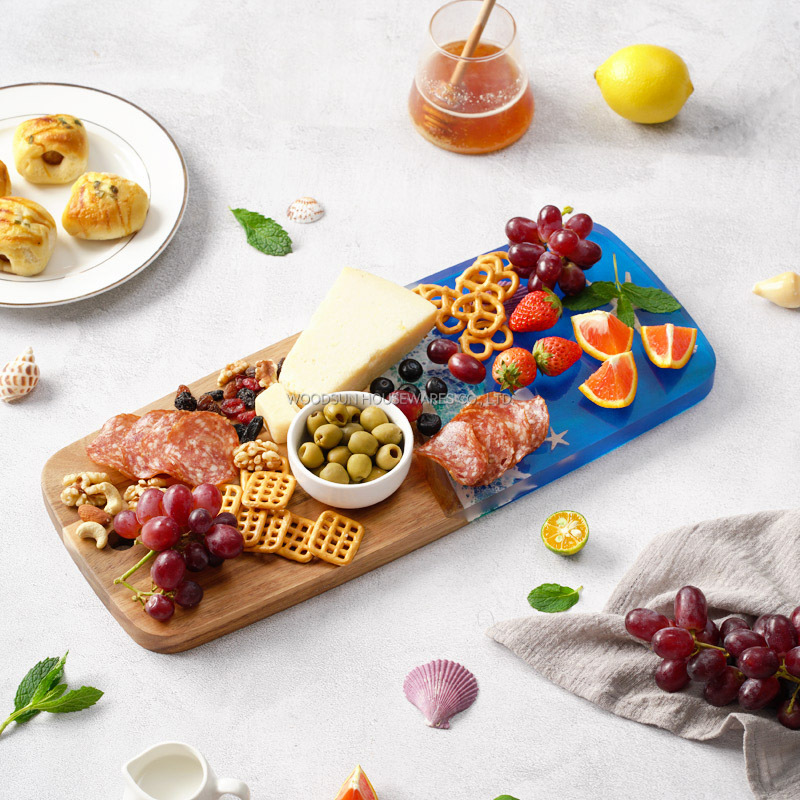 WOODSUN New Ocean Resin Series Acacia Wood Kitchen Wholesale Cutting Board