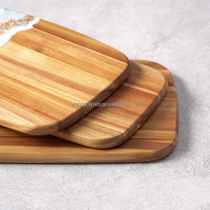 Woodsun Acacia Sea Wave Resin Wood Trays Wood Set Serving