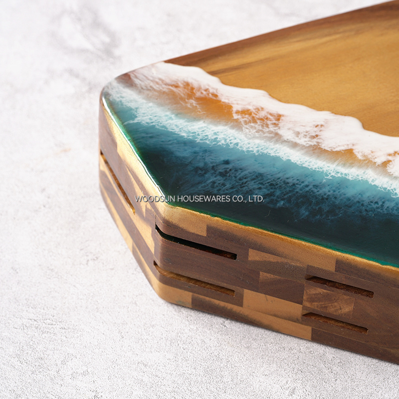 Woodsun 2026 Acacia Wood Resin Kitchen Chef Knife Block for Sale