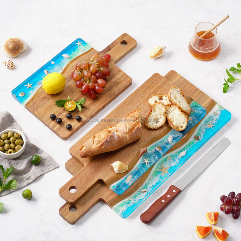 WOODSUN New Ocean Paddle Charcuterie Cutting Board Epoxy Resin Board Serving