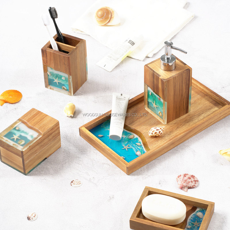 Woodsun Manufacturer Wooden Bathroom Products Bathroom Parts Accessories Set