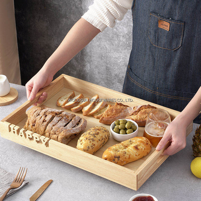 Woodsun Solid Lettering Vassoio Da Portata Bandeja De Madera Para Servir Trays Restaurant Wooden Serving Tray Wooden Plates