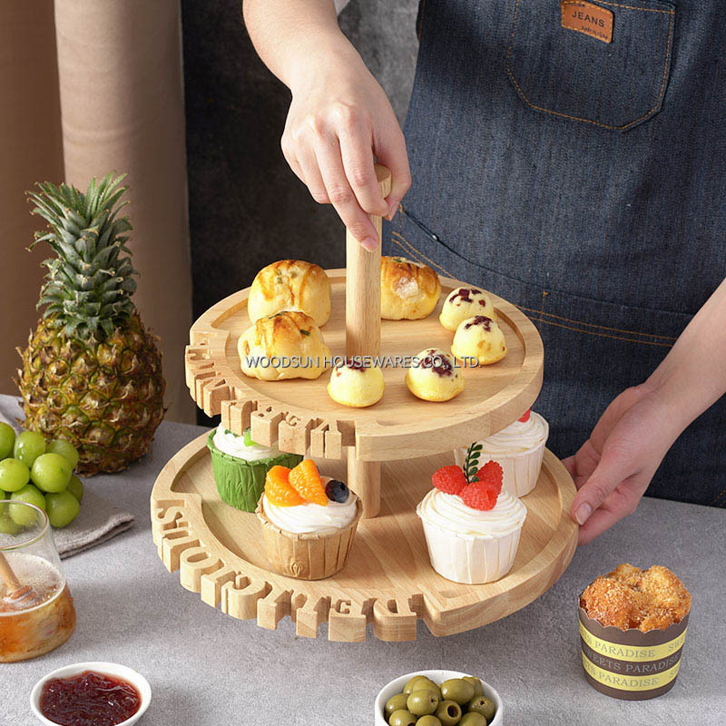 Woodsun Alzata Per Torta Puesto De Pasteles Kuchenstand Wedding Party Cup Cakes 2 Tier Cake Stand