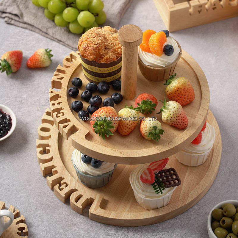 Woodsun Alzata Per Torta Puesto De Pasteles Kuchenstand Wedding Party Cup Cakes 2 Tier Cake Stand