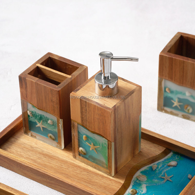 Woodsun Manufacturer Wooden Bathroom Products Bathroom Parts Accessories Set