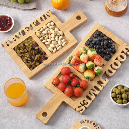 Woodsun Design Solid Lettering Assiette Collation Snackbord Wooden Serving Plates for Restaurants for Christmas