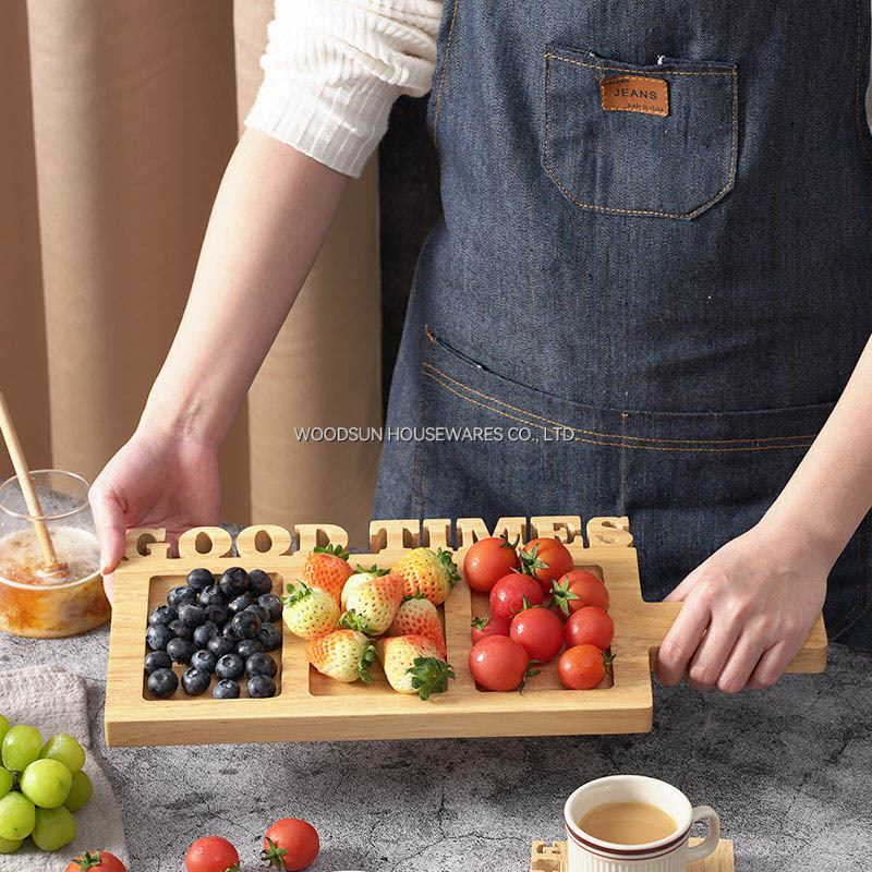 Woodsun Design Solid Lettering Assiette Collation Snackbord Wooden Serving Plates for Restaurants for Christmas