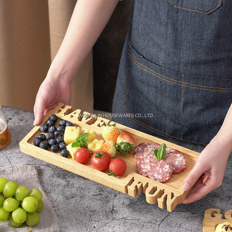 Woodsun Solid Lettering Holzplatten Snacks Teller Piatti Wooden Plates for Restaurants