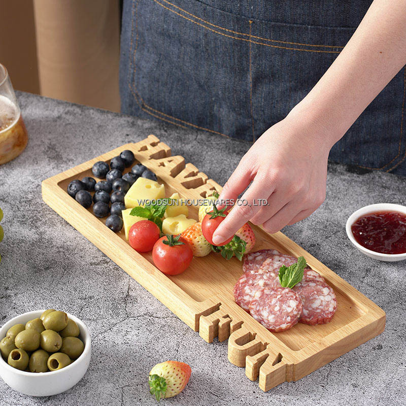 Woodsun Solid Lettering Holzplatten Snacks Teller Piatti Wooden Plates for Restaurants