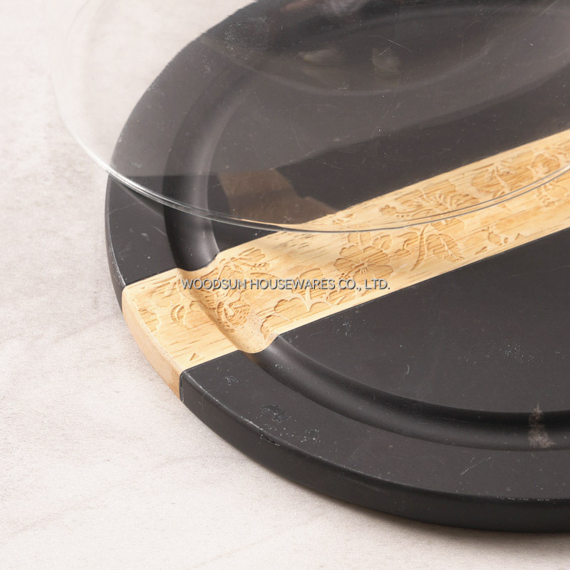 Woodsun Manufacturer Kitchen Party Marble Wood Cheese Charcuterie Board Cheese Dome