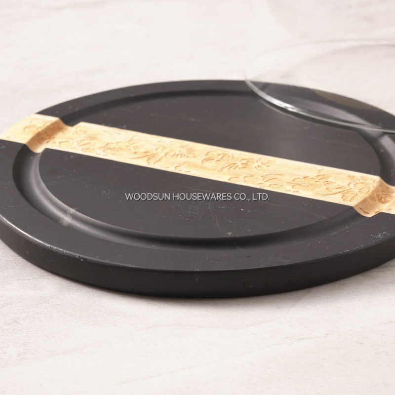 Woodsun Manufacturer Kitchen Party Marble Wood Cheese Charcuterie Board Cheese Dome