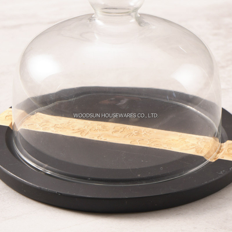 Woodsun Manufacturer Kitchen Party Marble Wood Cheese Charcuterie Board Cheese Dome