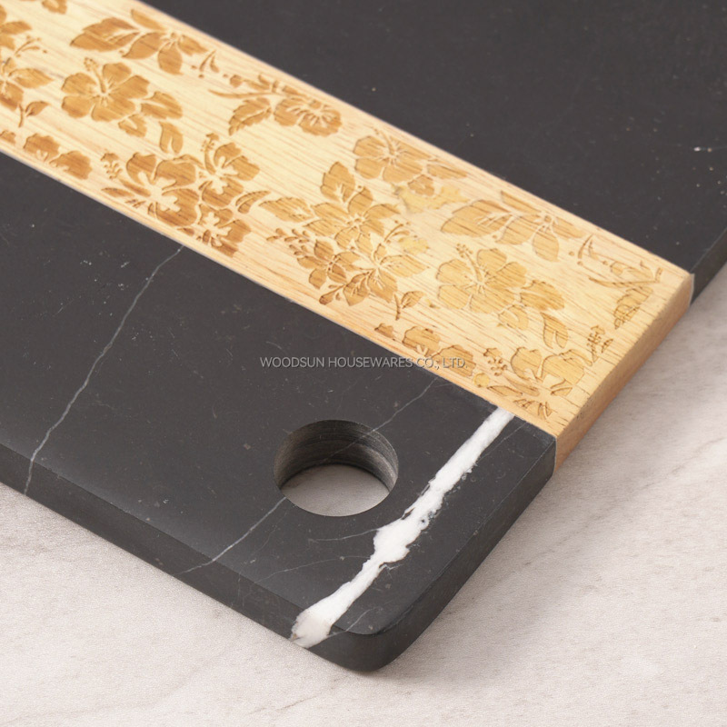 Woodsun Custom Manufacturer Laser Pattern Acacia Marble Wood Cutting Board
