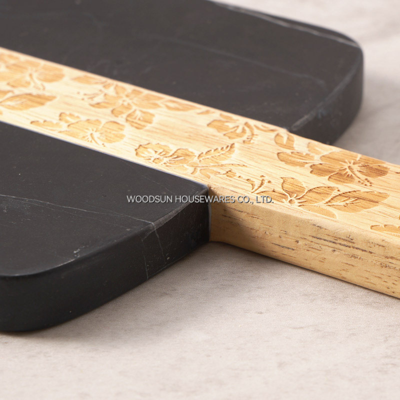 Woodsun Manufacturer Laser Pattern Custom Kitchen Cutting Board Marble Sushi Serving Board For Christmas