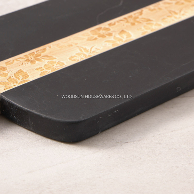 Woodsun Manufacturer Laser Pattern Custom Kitchen Cutting Board Marble Sushi Serving Board For Christmas