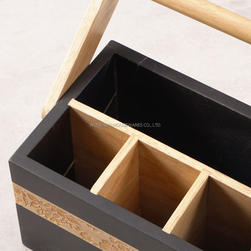 Woodsun Custom Manufacturer Wood Marble Kitchen Caddy Storage Basket For Kitchen Tool Accessories