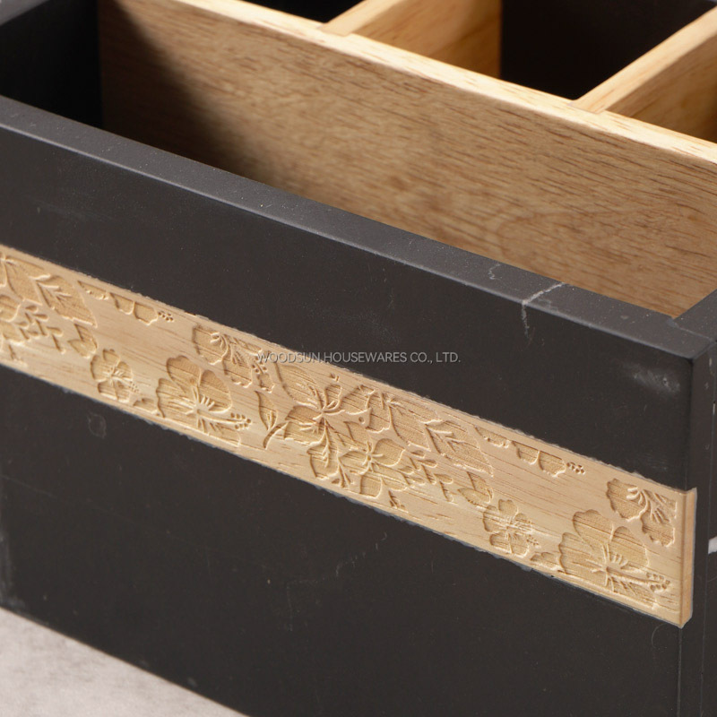 Woodsun Custom Manufacturer Wood Marble Kitchen Caddy Storage Basket For Kitchen Tool Accessories