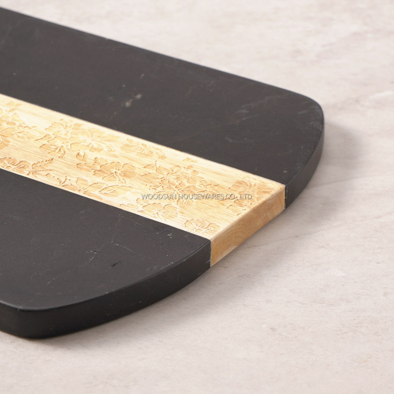 WOODSUN Custom Manufacturer Laser Pattern 2025 Combination Rubber Marble Wood Cutting Board
