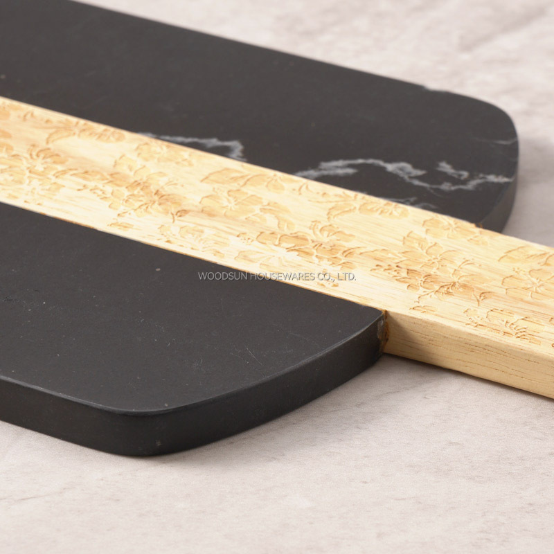 WOODSUN Custom Manufacturer Laser Pattern 2025 Combination Rubber Marble Wood Cutting Board