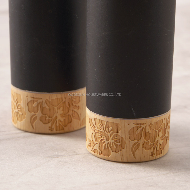Woodsun Manufacturer Laser Engraving Rubber Wood Commercial Marble Salt Shaker