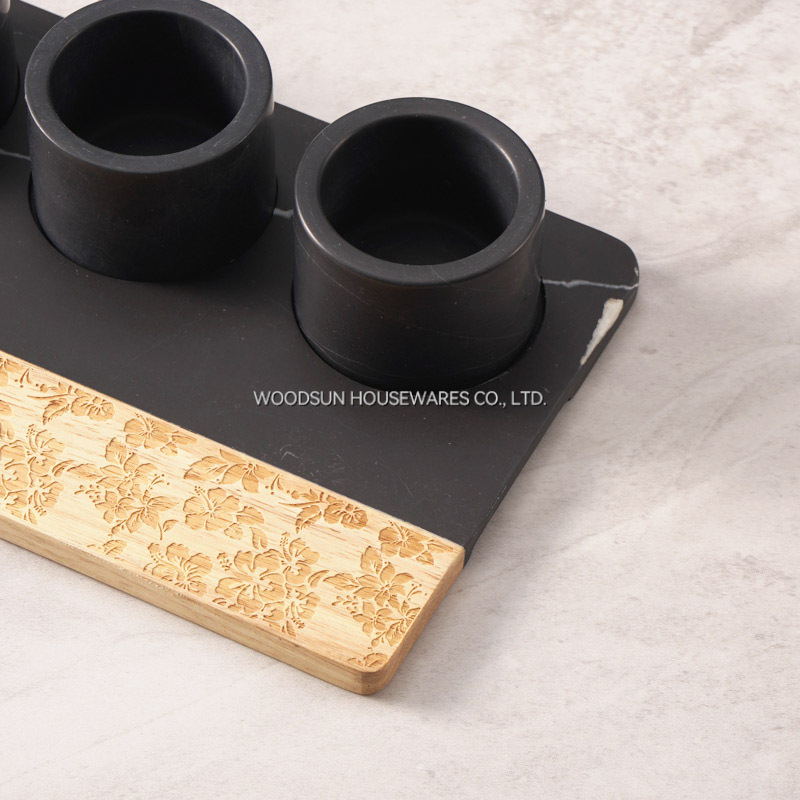 Woodsun New 2025 Food Serv Tray Restaurant Custom With Chip and Dip Bowls