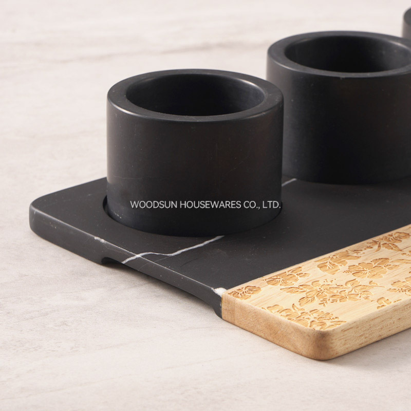 Woodsun New 2025 Food Serv Tray Restaurant Custom With Chip and Dip Bowls