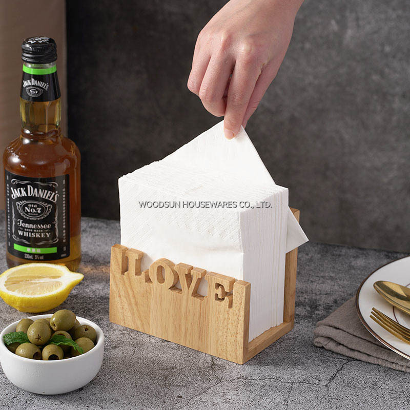 Woodsun Manufacturer Alibaba 2025 Serviettenhalter Wood Napkin Holder Tissue Box