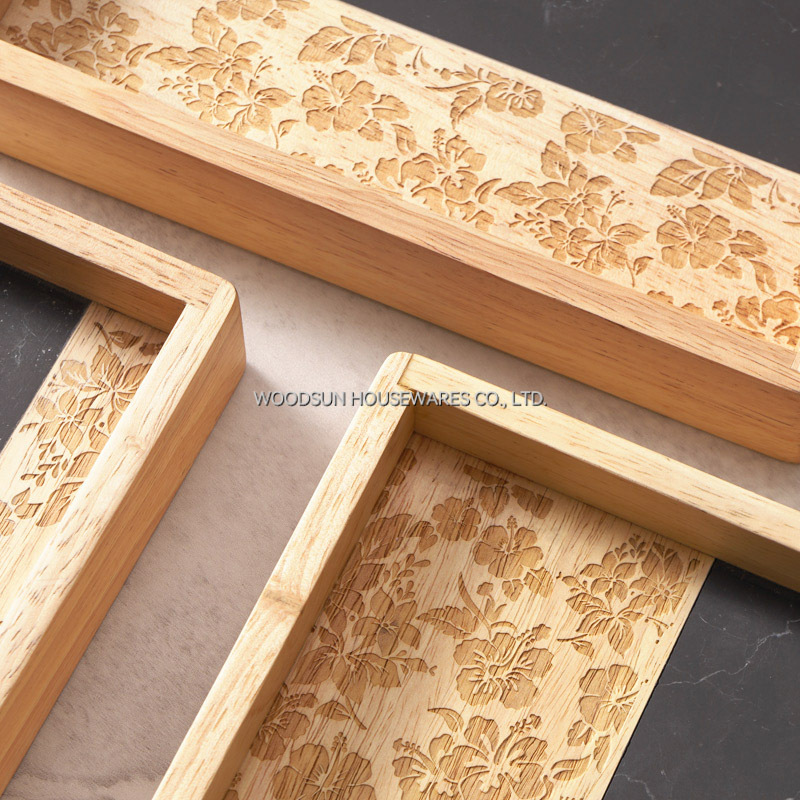 Woodsun Marble Wood Pattern Carving Combination Storage Box Wood Plate Wholesale For Food