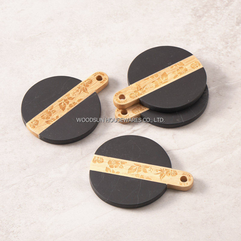 Woodsun 2025 Gift Marble Wood Costom Coasters Mat For Cup