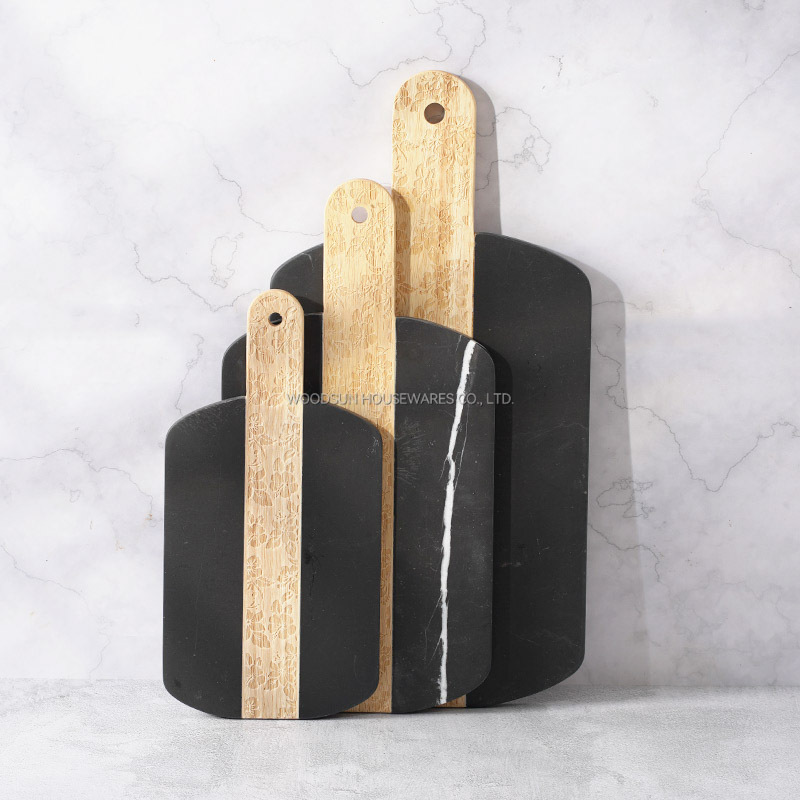 WOODSUN Custom Manufacturer Laser Pattern 2025 Combination Rubber Marble Wood Cutting Board