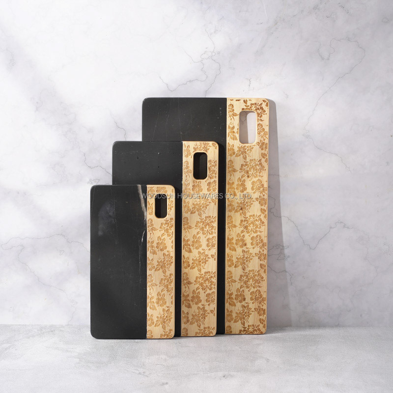Woodsun Custom Manufacturer Laser Pattern Marble And Wood Cutting Boards