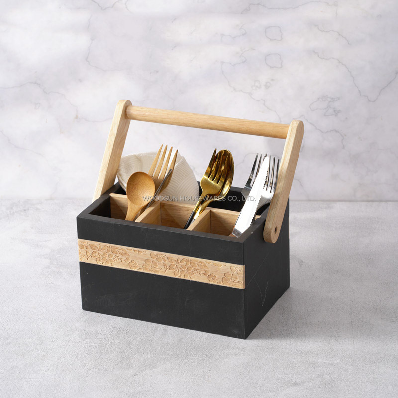 Woodsun Custom Manufacturer Wood Marble Kitchen Caddy Storage Basket For Kitchen Tool Accessories