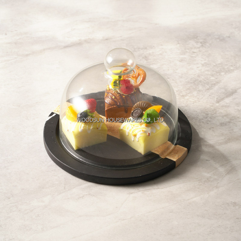 Woodsun Manufacturer Kitchen Party Marble Wood Cheese Charcuterie Board Cheese Dome