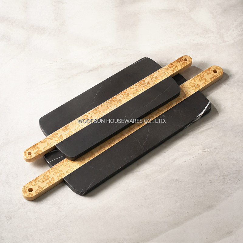 Woodsun Manufacturer Laser Pattern Custom Kitchen Cutting Board Marble Sushi Serving Board For Christmas