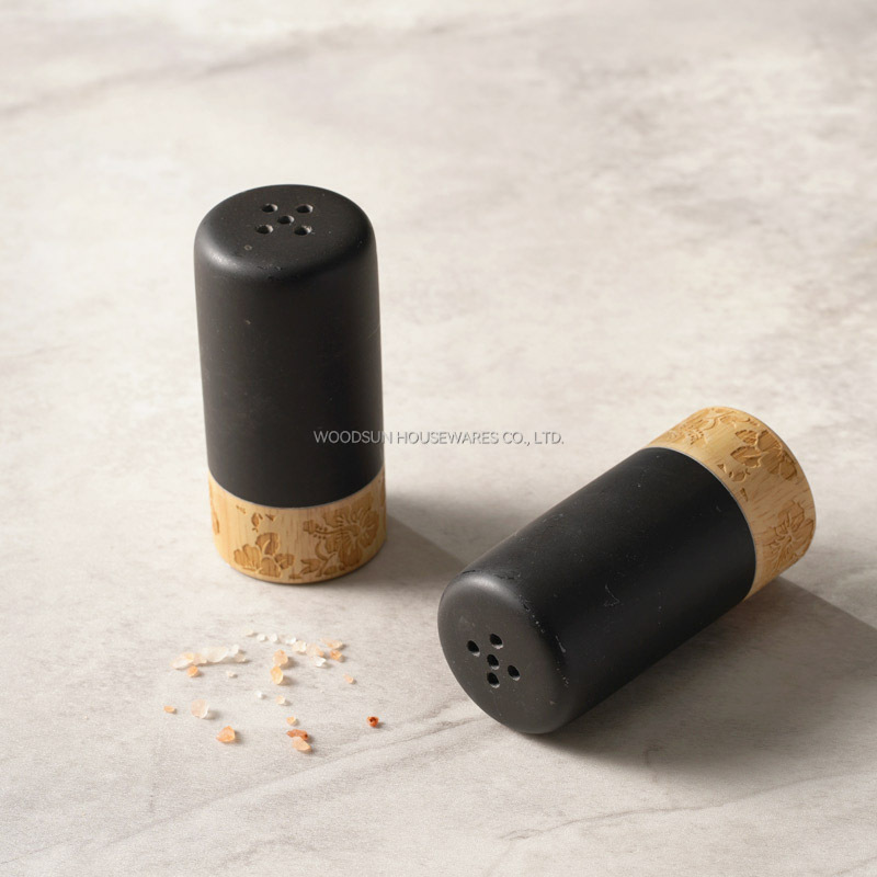 Woodsun Manufacturer Laser Engraving Rubber Wood Commercial Marble Salt Shaker