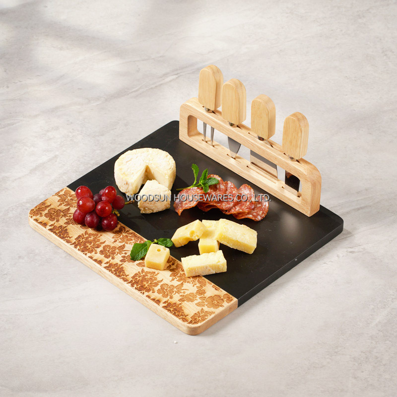 Woodsun Manufacturer Kitchen Custom Made Cutting Cheese Board Marble Charcuterie Board