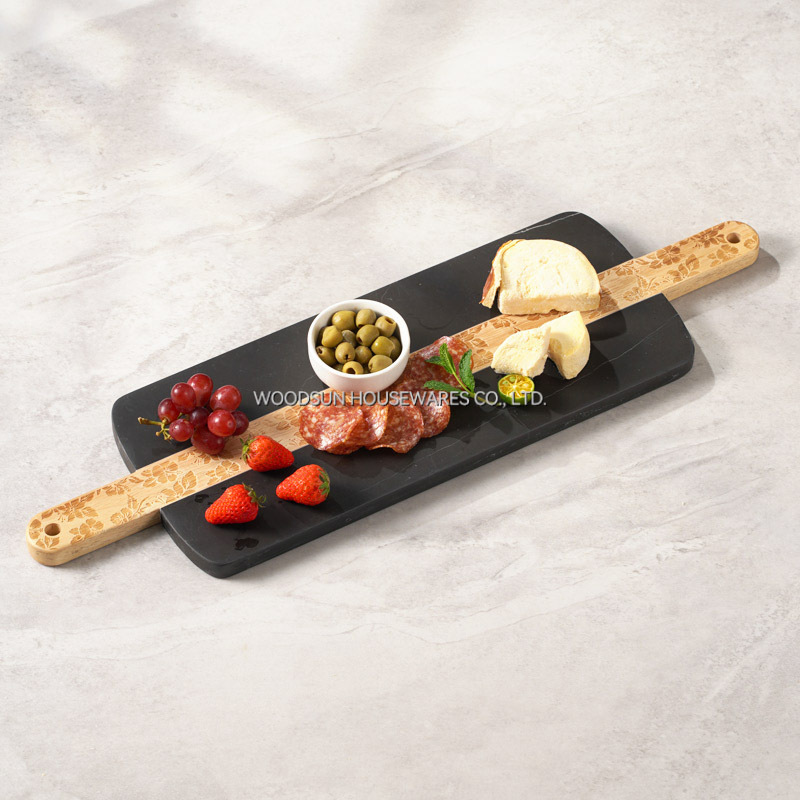 Woodsun Manufacturer Laser Pattern Custom Kitchen Cutting Board Marble Sushi Serving Board For Christmas