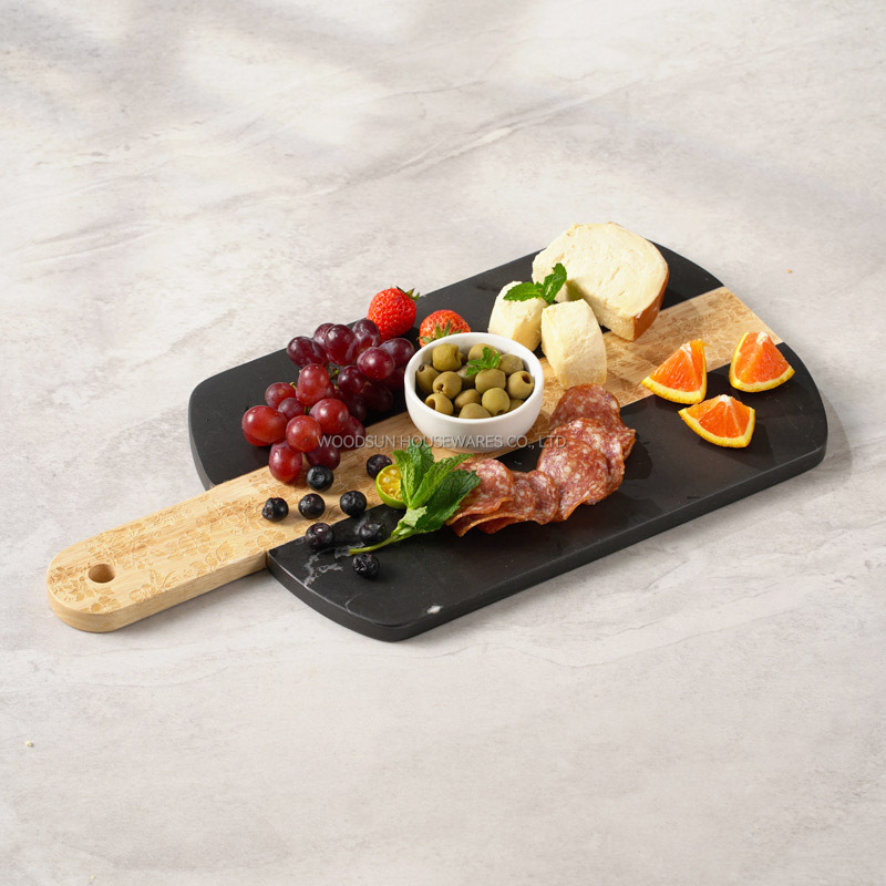 WOODSUN Custom Manufacturer Laser Pattern 2025 Combination Rubber Marble Wood Cutting Board