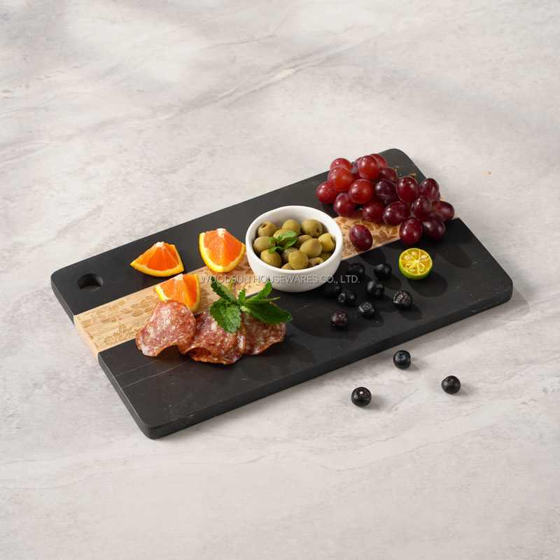 Woodsun Custom Manufacturer Laser Pattern Acacia Marble Wood Cutting Board