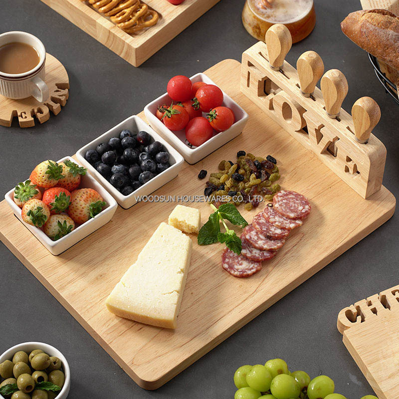 Woodsun Solid Lettering Papan Cheese Board and Knife Set Custom Wood Charcuterie Boards 2025