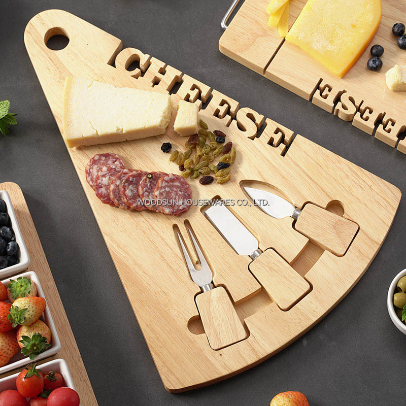Woodsun Solid Lettering Triangle Rubber Kasebrett Wooden Cheese Board