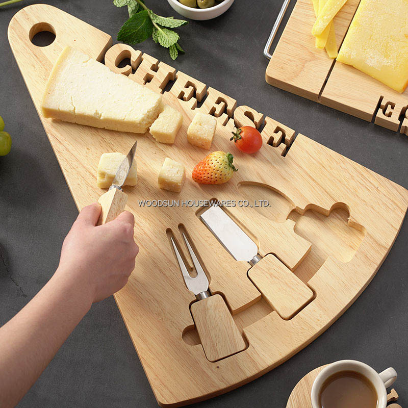 Woodsun Solid Lettering Triangle Rubber Kasebrett Wooden Cheese Board