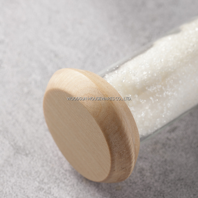 Woodsun Custom Birch Wood Glass Salt and Pepper Rack Spice Bottle