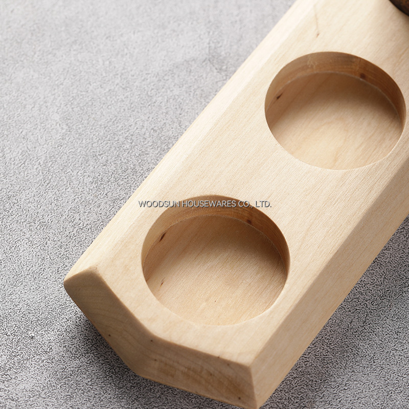 Woodsun Custom Birch Wood Glass Salt and Pepper Rack Spice Bottle