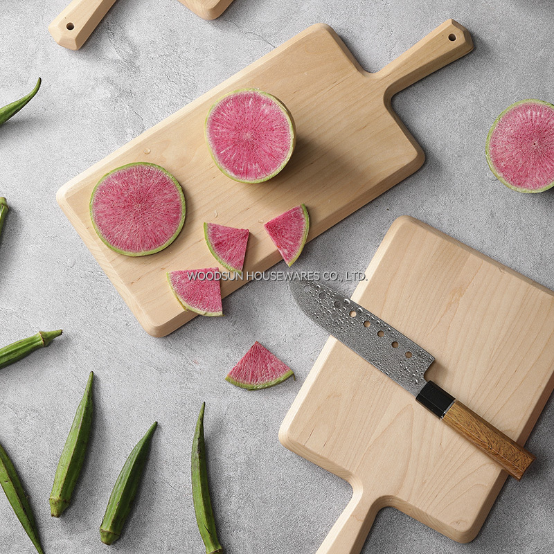 Woodsun Varnish Finish Birch Wood Wooden Charcuterie Board Set Cutting Board for Kitchen