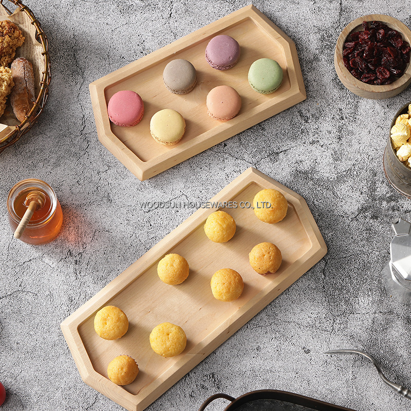 Woodsun Birch Wood Non-slip Tray Fruit Snacks Wooden Plate Boards for Serving Food